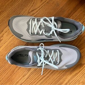 Altra Light Gray Trail Running Shoes with Pale Blue Accents - Women’s